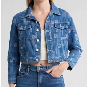 L’AGENCE Koda Distressed Crop Denim Jacket (Size S, NWT)